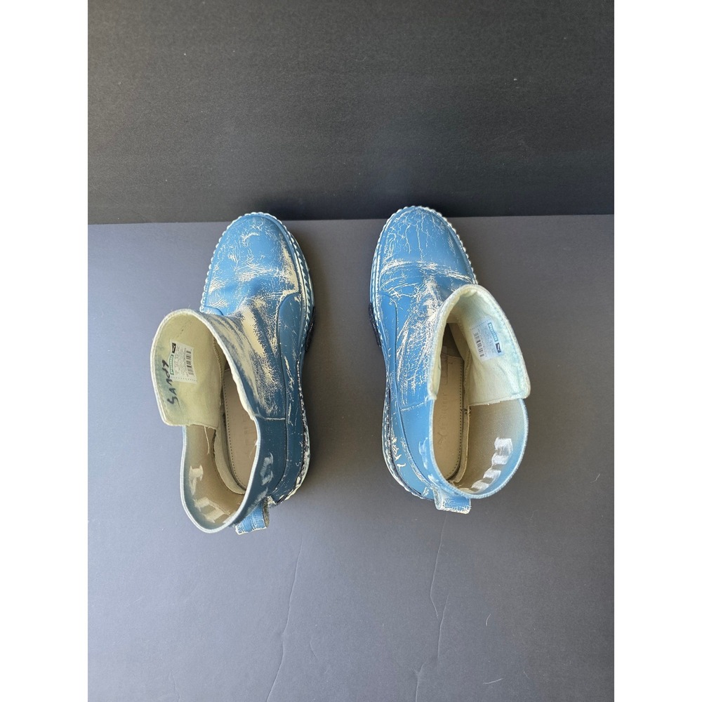 Fenty x Puma Rihanna Chelsea Leather Boots Chunky Customized Distressed Blue 9.5 - Picture 4 of 8